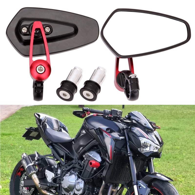 MISS MOLY Red Motorcycle Bar End Mirrors Rear View CNC Compatible with Honda GROM MSX125 CB500F Kawasaki Z125 Z650 Z750 Z800 Z900 ER6N ER6F - Image 1